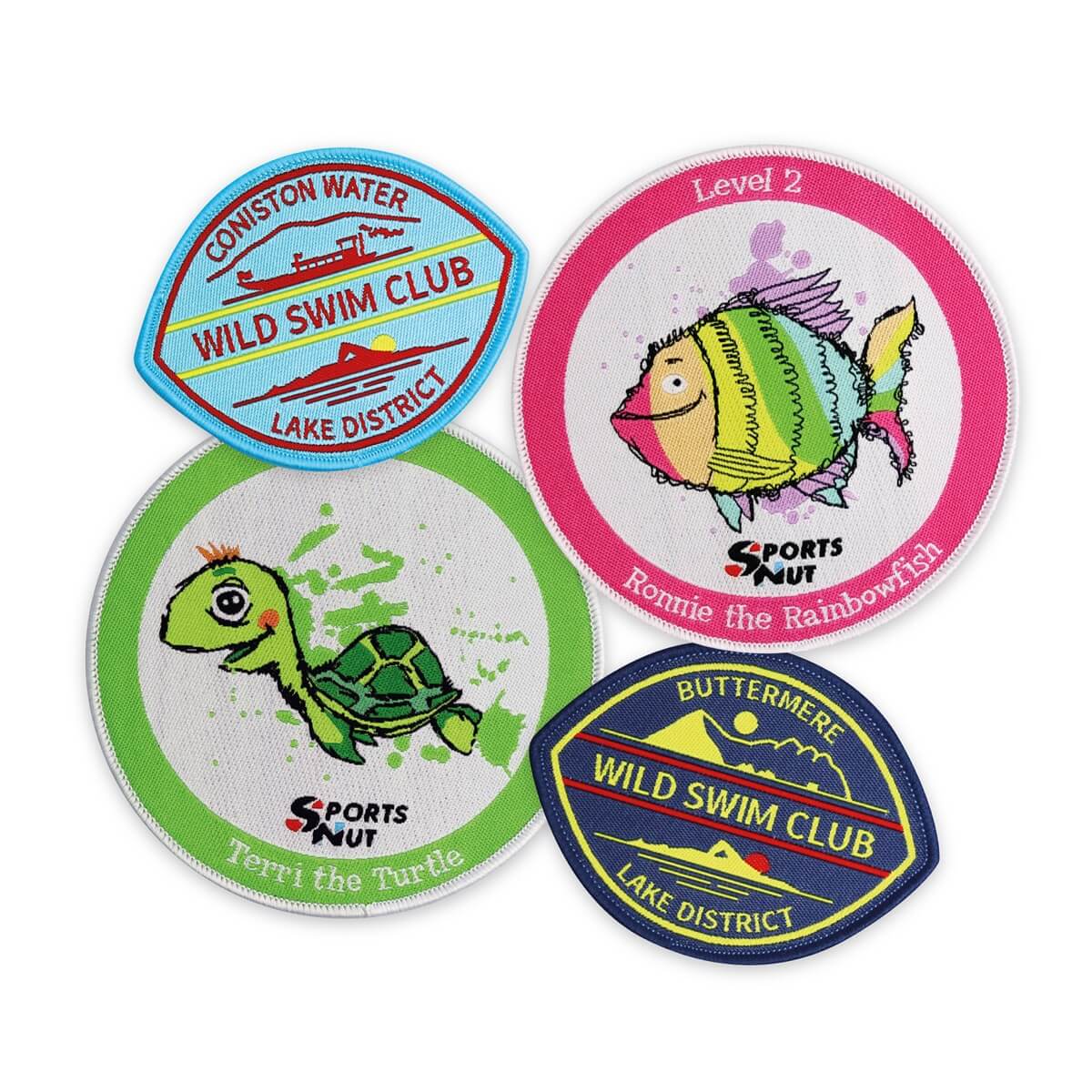 A group of four swimming patches.
