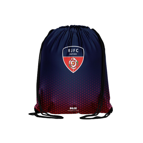 A packed drawstring bag.