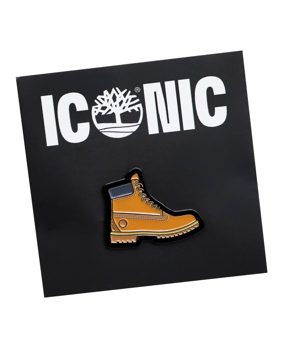 A timberland boot pin badge
