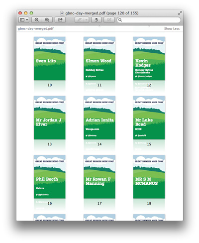 A screenshot of multiple personalised passes.