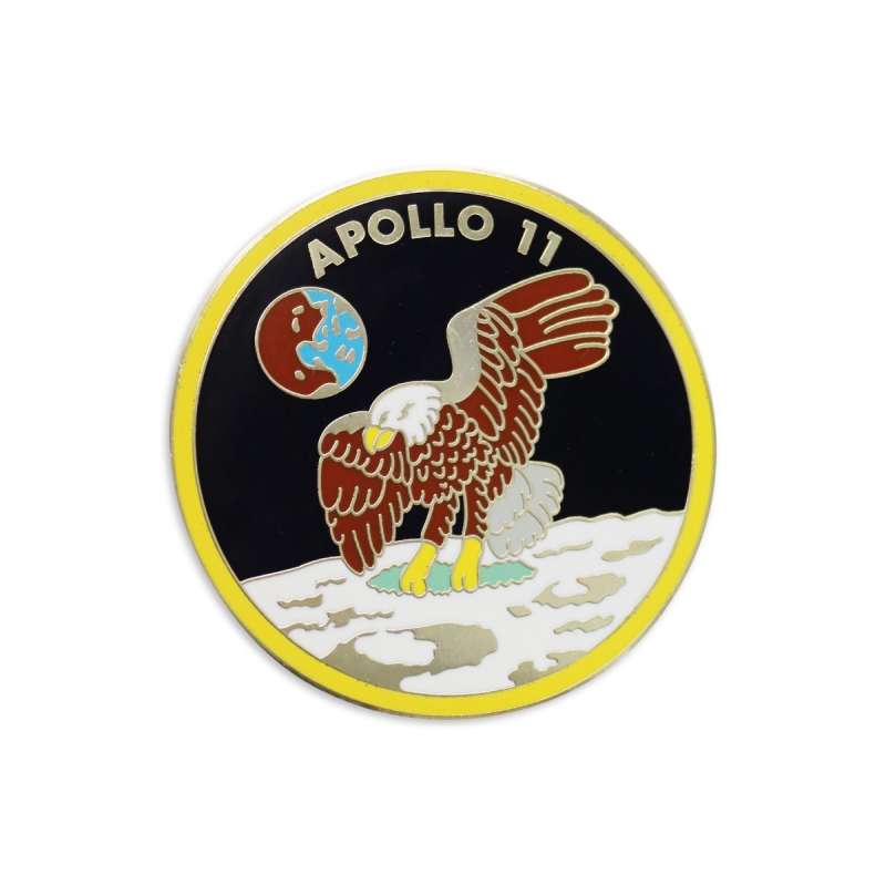 A hard enamel custom coin that replicates the Apollo 11 moon landing logo.