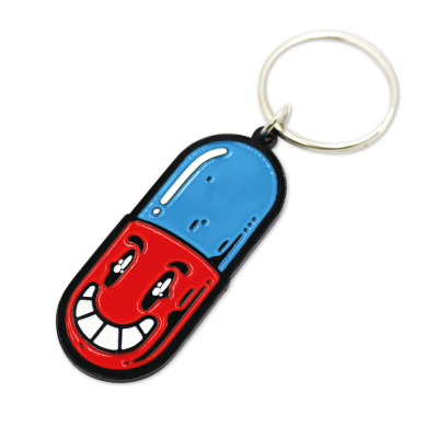 A sinister looking pill keyring!