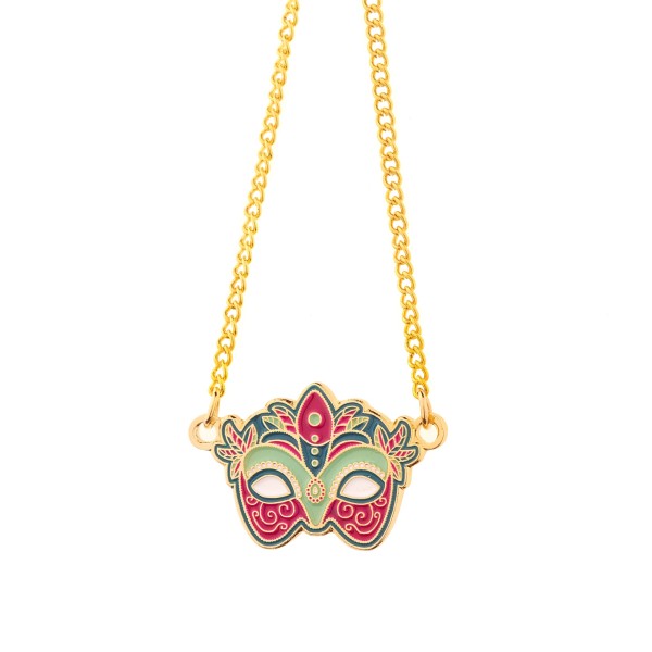 A beautifully detailed and vibrantly coloured pendant and gold plated necklace.