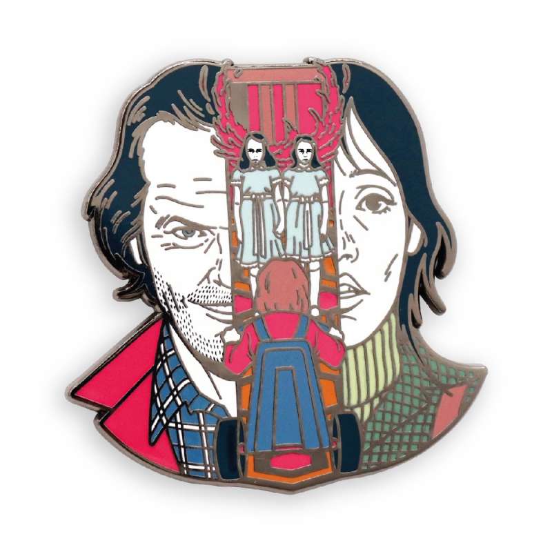 A Shining enamel pin featuring the characters from the movie and a nickel plating and vibrant colours.