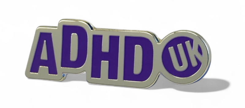 The ADHD UK pin badge in all it's glory